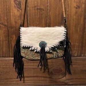 Cowhide & Fringe Crossbody Bag